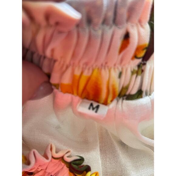 Medium Off White Sunflower Maxi Skirt Summer - Picture 6 of 7